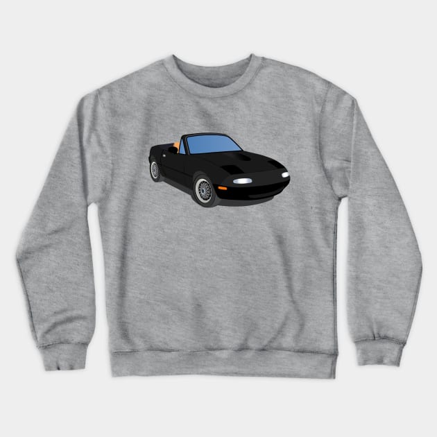 Black Miata Crewneck Sweatshirt by Al the Owl